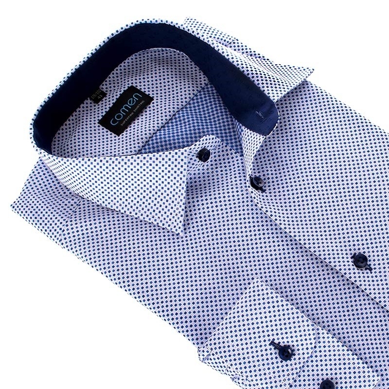 Koszula Comen w niebieskie kwadraty z długim rękawem - regular