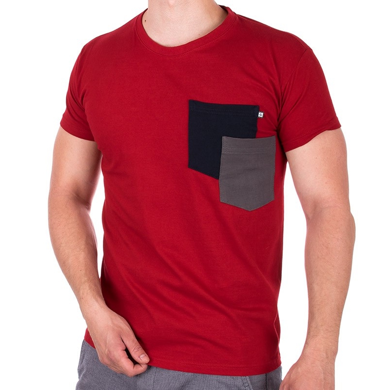 Czerwony bawełniany T-shirt z kieszenią Kings 750-101KK