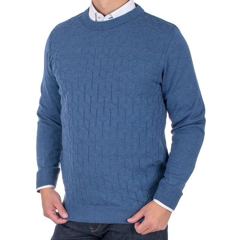 Sweter u-neck Lidos 4534 indygo jeansowy