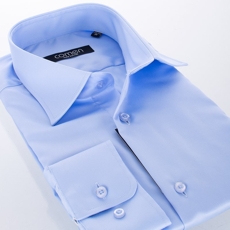 Błękitna bawełniana koszula Comen - długi rękaw, slim