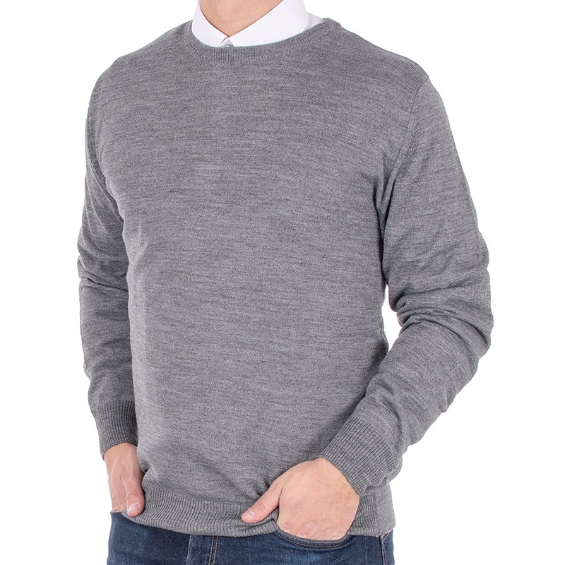 Szary męski wełniany sweter Massimo pod szyję r. S M L XL 2XL 3XL 4XL