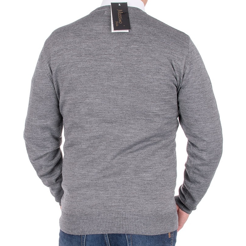 Szary męski wełniany sweter Massimo pod szyję