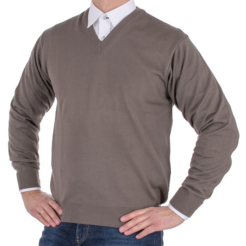 Sweter v-neck Kings 100*S-402 4006 kolor szaro-oliwkowy 360