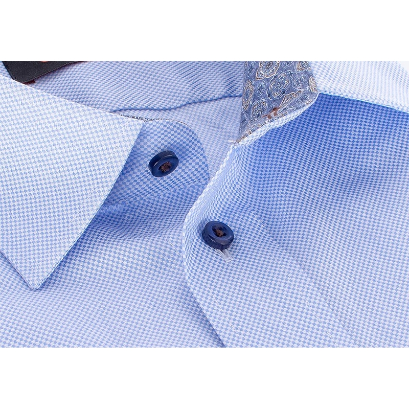 Błękitna koszula z długim rękawem Comen - drobna faktura materiału