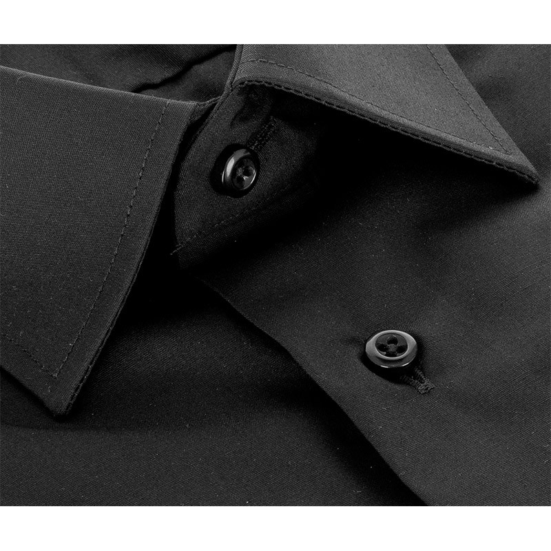 Koszula Comen z krótkim rękawem - czarna slim