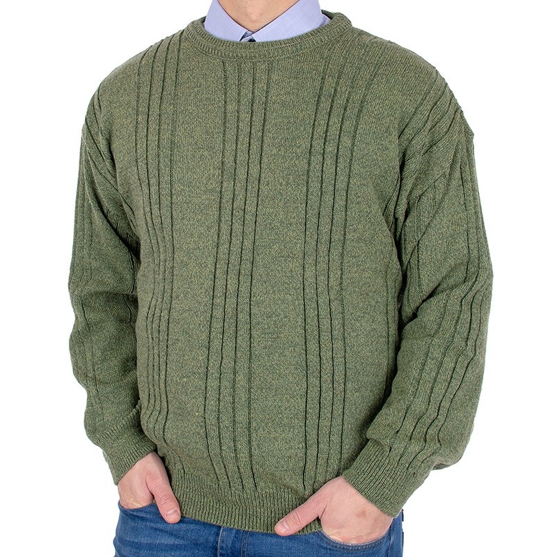 Zielony sweter U-neck Kings 11G 2760 oliwkowy 304 - wełna Merino i Alpaca