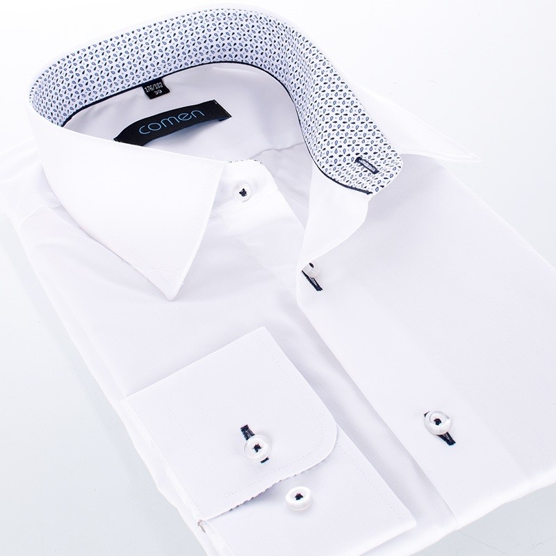 Biała koszula bawełniana Comen długi rękaw - regulaw