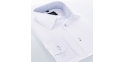 Biała koszula Comen z wykończeniem kołnierza w kwadraty - długi rękaw