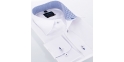 Biała koszula Comen slim z wykończeniem w kwadraciki z długim rękawem