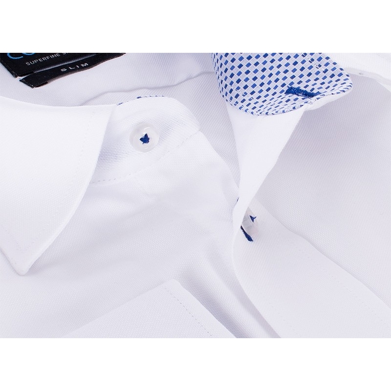 Biała koszula Comen slim z wykończeniem w kwadraciki