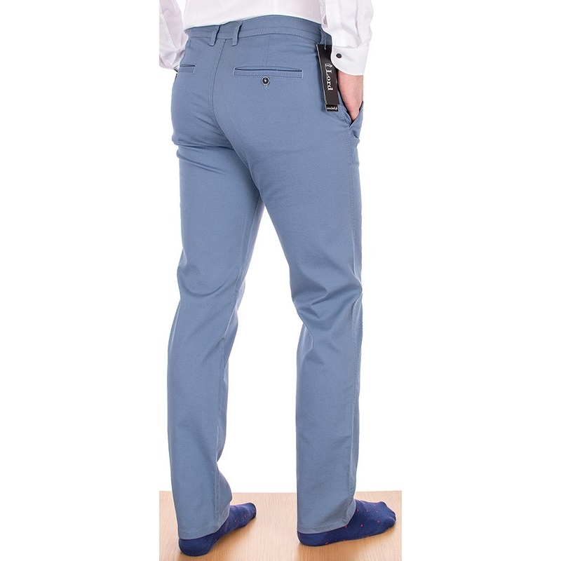 Męskie niebieskie bawełniane spodnie Lord R-67 chinos