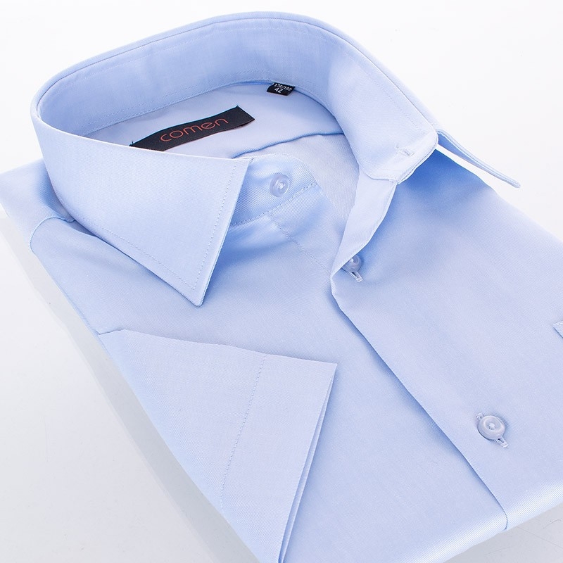 Niebieska koszula z krótkim rękawem Comen - fason regular