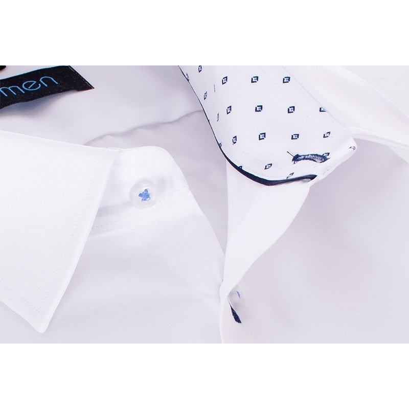 Biała gładka bawełniana koszula Comen z krótkim rękawem - fason regular