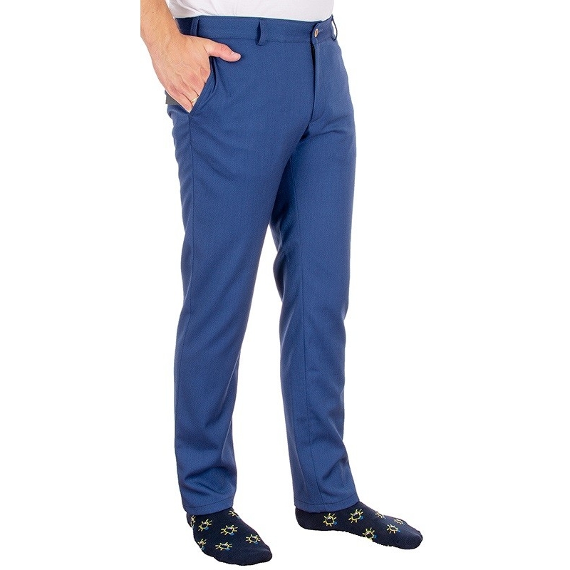 Niebieskie spodnie Racmen 2562R ZAB BAR bawełniane - bezkantowe
