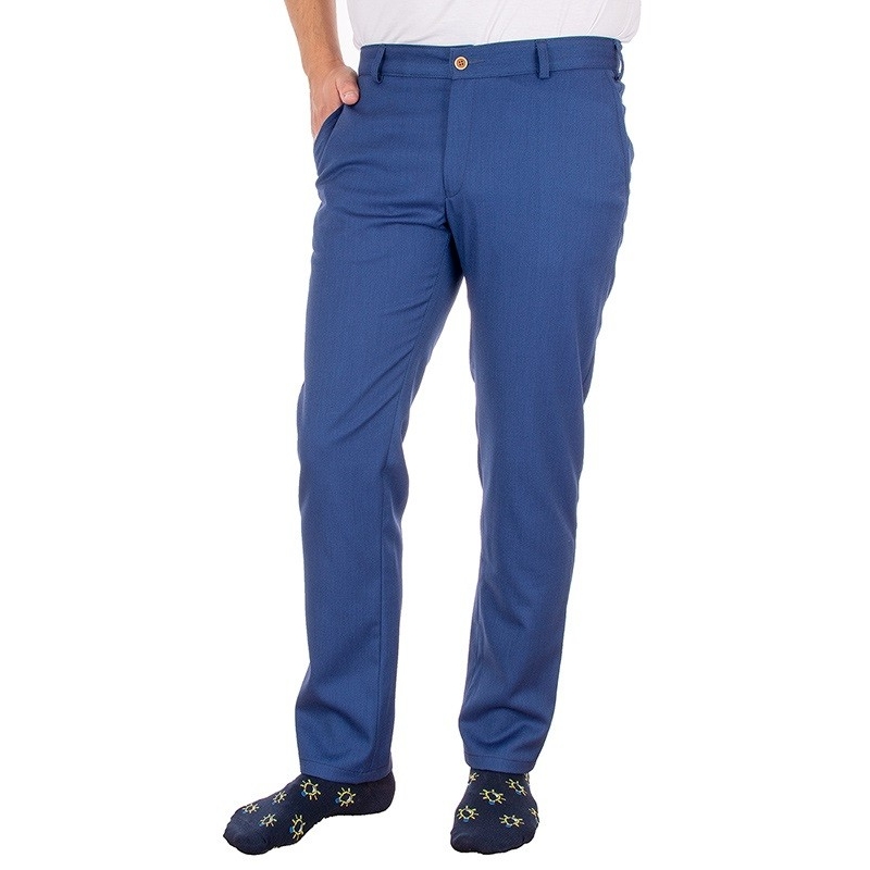 Niebieskie spodnie Racmen 2562R ZAB BAR bawełniane - bezkantowe