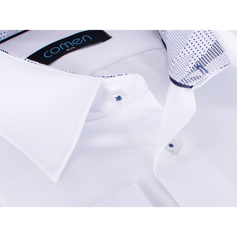 Biała koszula Comen z długim rękawem i wykończeniem w kropeczki