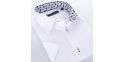 Biała koszula Comen z krótkim rękawem i wykończeniem w kwiaty - slim