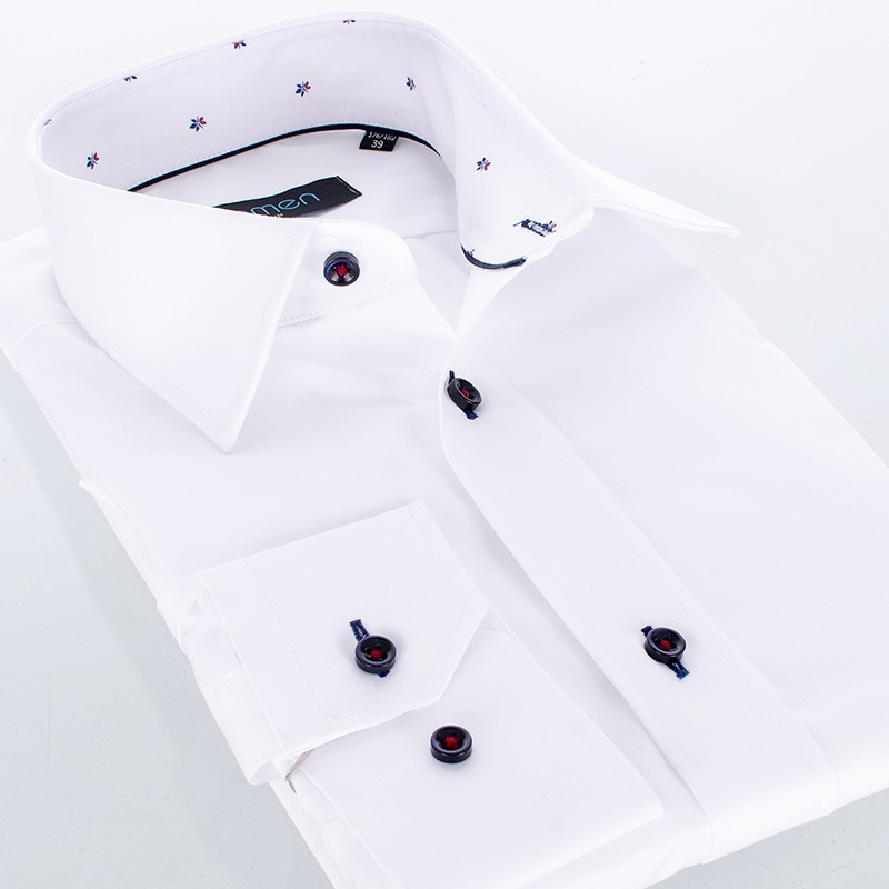 Biała koszula Comen z długim rękawem i wykończeniem w listki