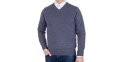 Jeansowy sweter bawełniany Adriano Guinari w szpic S M L XL 2XL 3XL