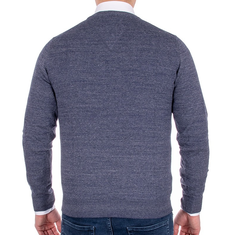 Jeansowy sweter bawełniany Adriano Guinari w szpic
