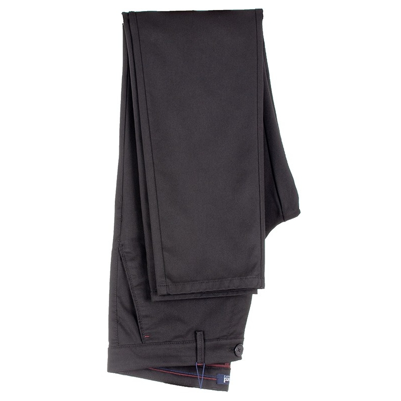 Czarne spodnie chinos Lord R-53 wełniane bezkantowe