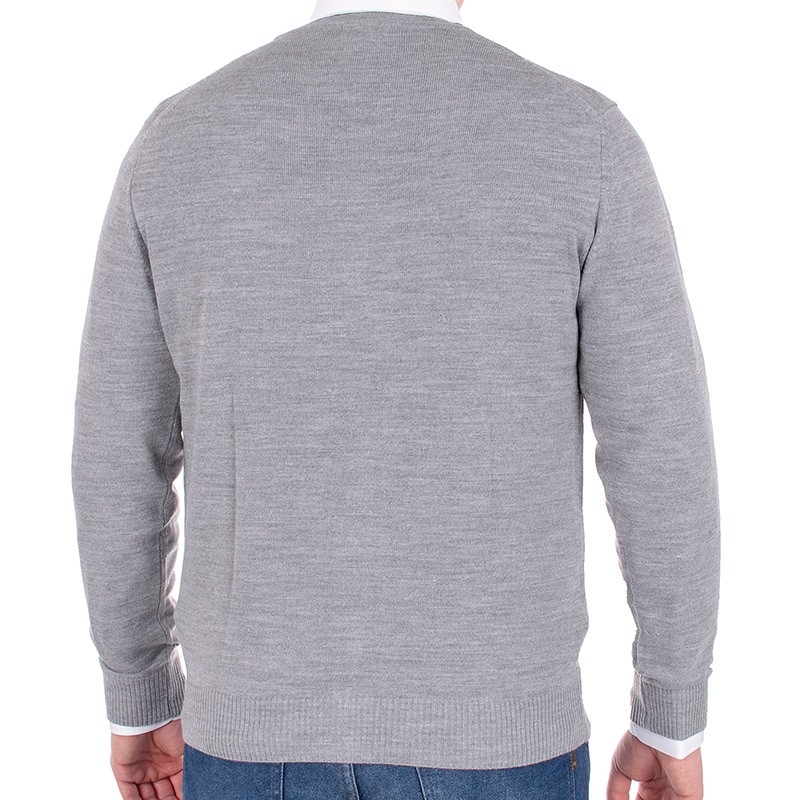 Rozpinany sweter kardigan Lidos 1004 szary z ciemniejszą lamówką