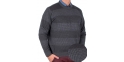 Grafitowy sweter u-neck Kings 10T*231507 w pasy bawełna M L XL 2XL 3XL