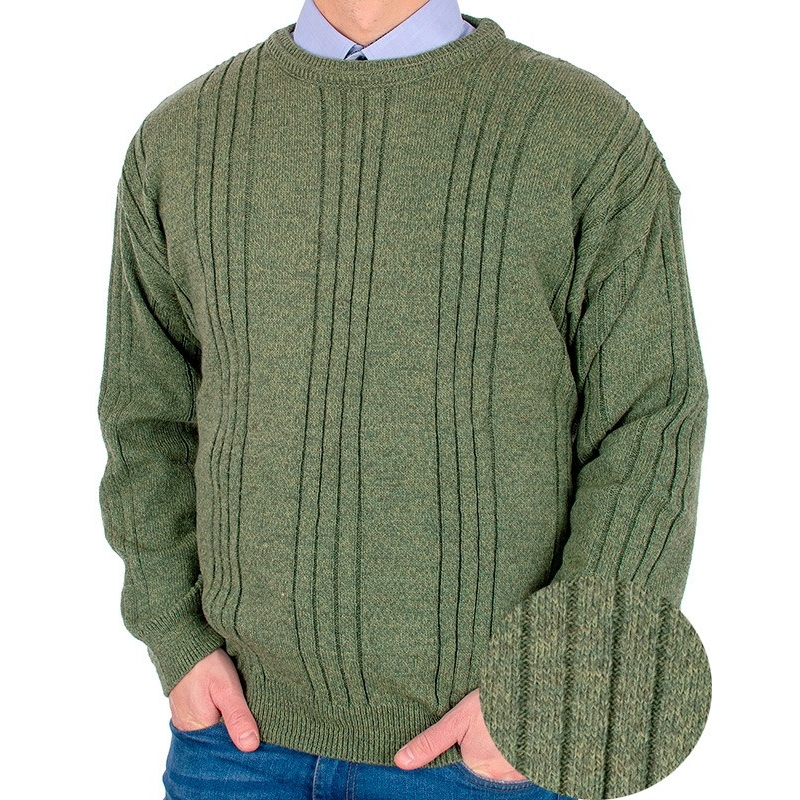 Zielony sweter U-neck Kings 11G 2760 oliwkowy 304 - wełna Merino i Alpaca