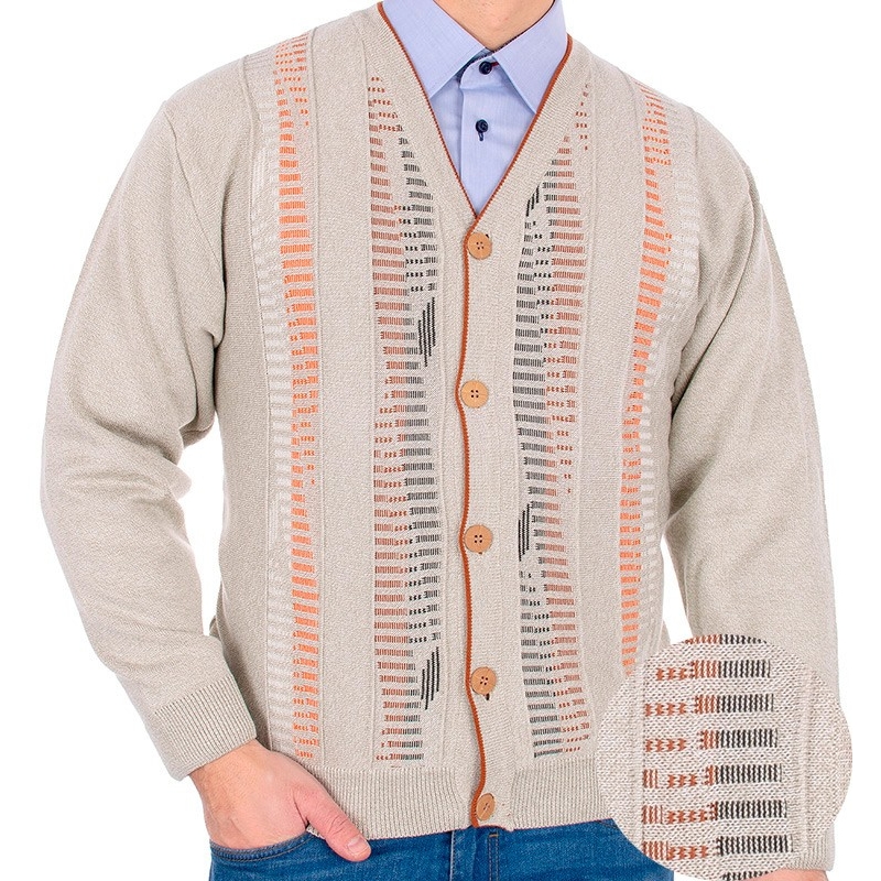 Beżowy sweter rozpinany na guziki Kings 63202 kolor 300 M L XL 2XL 3XL