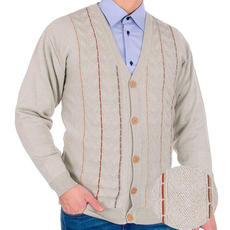 Beżowy sweter rozpinany na guziki Kings 64502 bawełniany