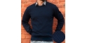 Sweter u-neck Lasota Denis pod szyję granatowy ze wzorem r. M L XL 2XL