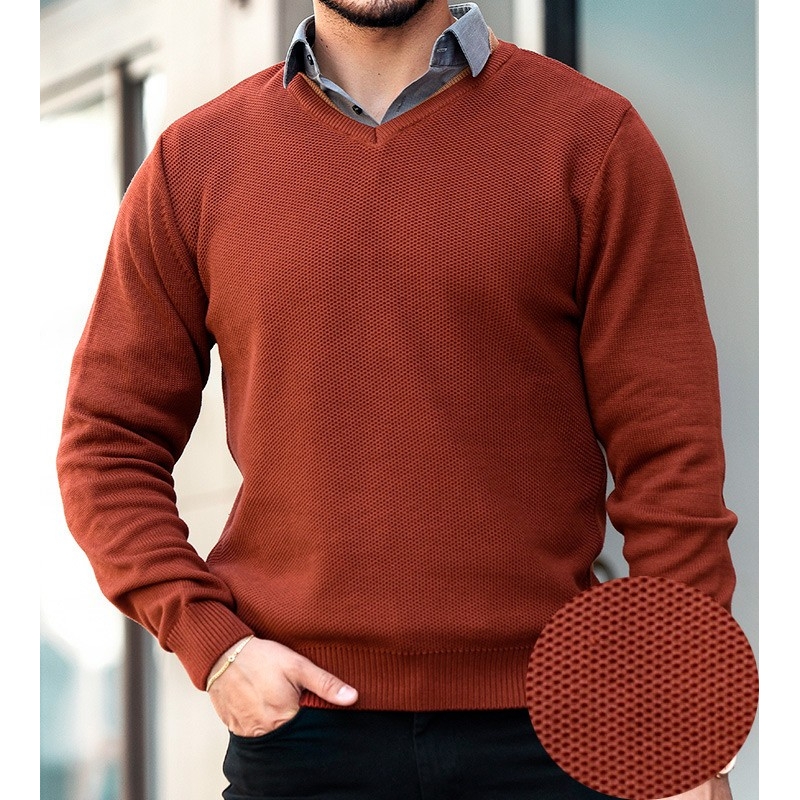 Bawełniany sweter Lasota Kamil serek kolor kasztan