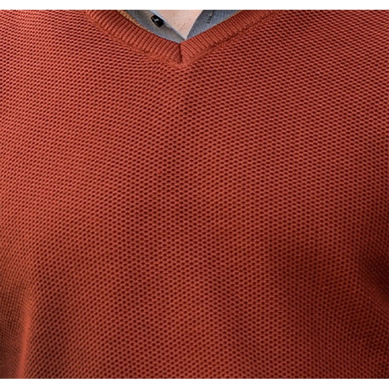 Bawełniany sweter Lasota Kamil serek kolor kasztan