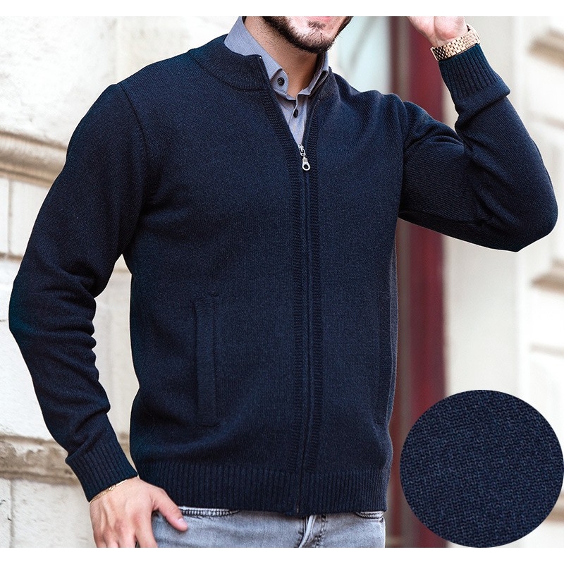 Granatowy sweter męski Lasota Robert rozpinany rozmiar M L XL 2XL 3XL