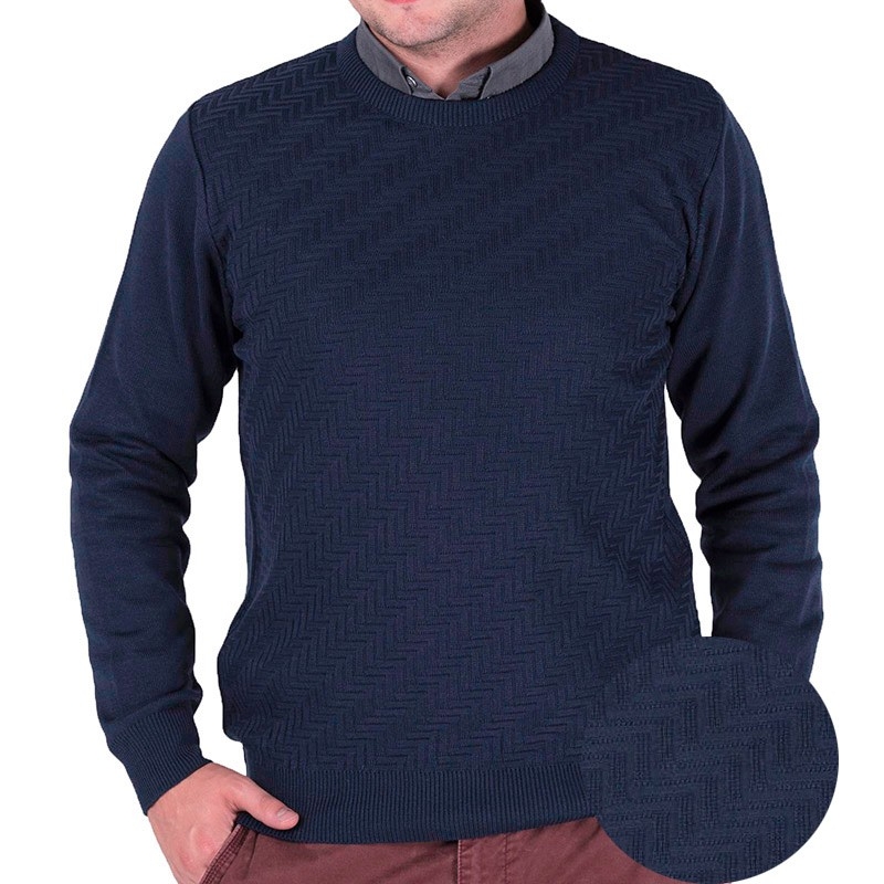 Granatowy sweter u-neck Lasota Markus pod szyje
