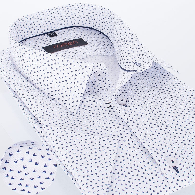 Taliowana biała koszula z krótkim rękawem Comen - bumerangi
