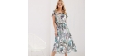 sukienka w kwiaty Sunwear GS201-2-13 biało zielona 38 40 42 44 46 48