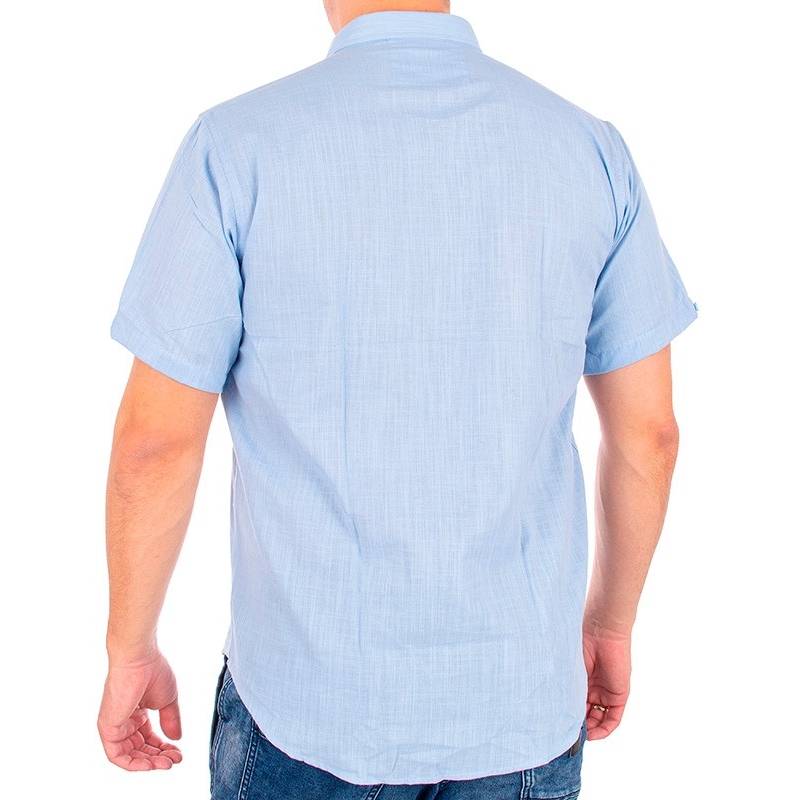 Błękitna bawełniana koszula z krótkim rękawem
