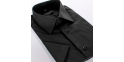 Czarna gładka koszula Comen z krótkim rękawem - slim, zwężana