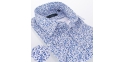 Koszula Comen z krótkim rękawem w granatowo-niebieskie kwiatki - slim