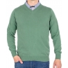 Jasnozielony sweter bawełniany Adriano Guinari w szpic M L XL 2XL 3XL