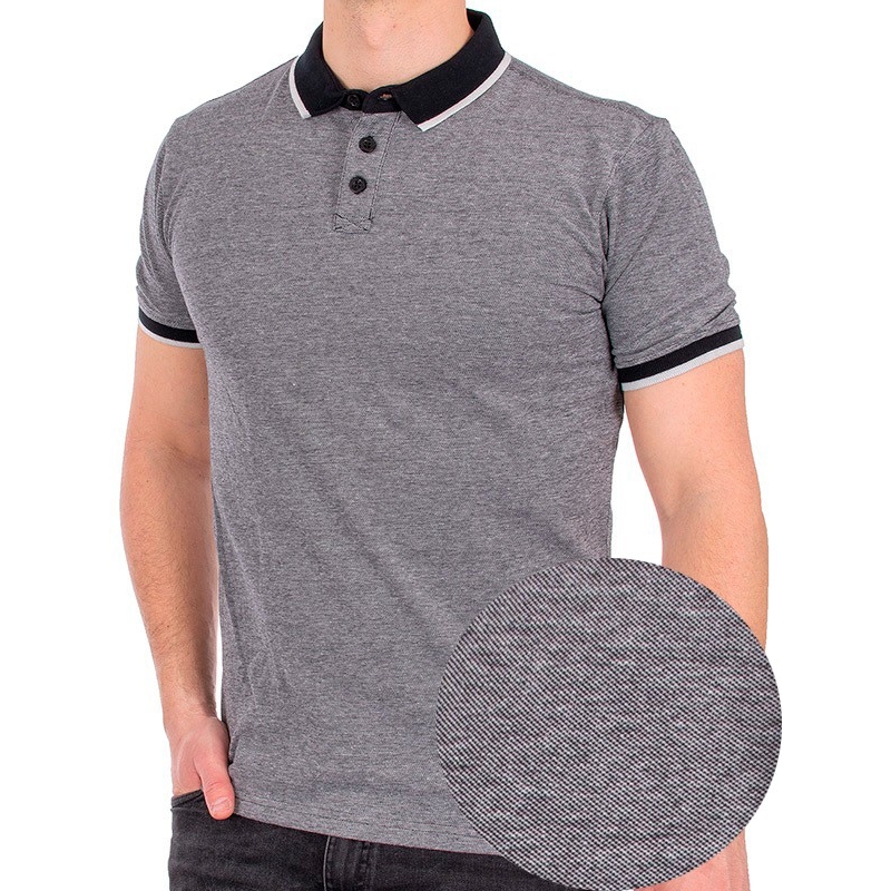 Koszulka z krótkim rękawem Pako Jeans TM polo Logic CZ czarny melanż