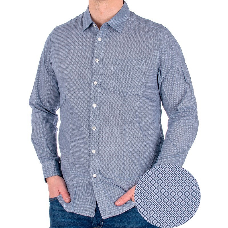 Szara koszula ze wzorkiem Pako Jeans KDR 4 Salamanka z długim rękawem