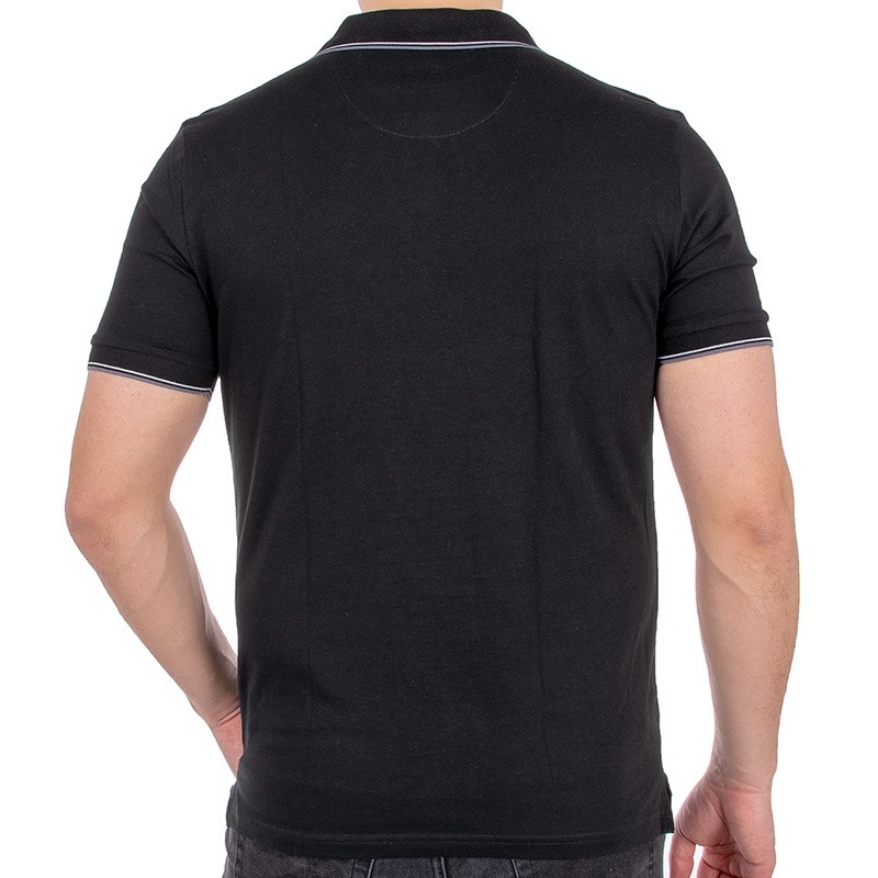 Czarna koszulka Pako Jeans TM polo Rich z kieszenią - krótki rękaw