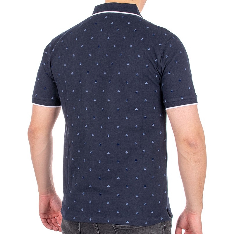 Granatowa koszulka Pako Jeans T2M Polo Nelson GR z wzorem