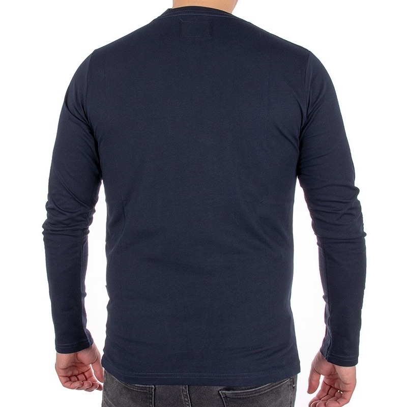 Granatowa koszulka Pako Jeans Long 19 Bora GR - bawełniana długi rękaw
