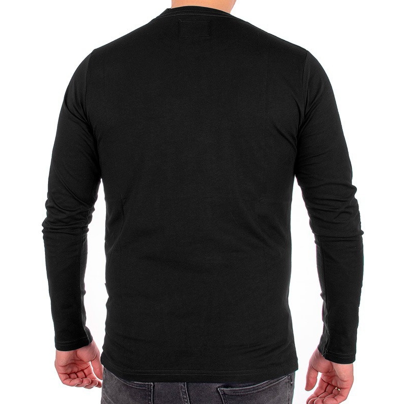 Czarna koszulka Pako Jeans Long 19 Bora CZ - bawełniana długi rękaw