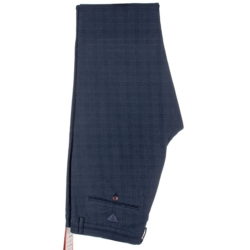 Granatowe spodnie w kratkę Lord R-GR bawełniane