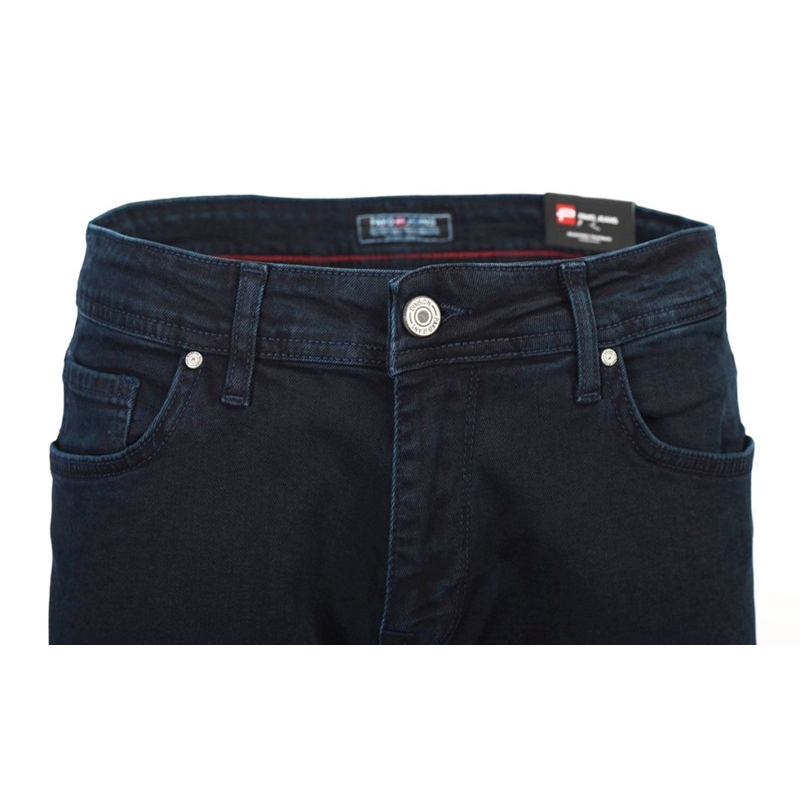Ciemnogranatowe spodnie jeansowe Pako model SPM 4688 B 4080 lekko zwężane