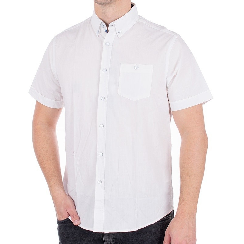 Biała koszula casual Pako Jeans model 5 Turf kr. rękawem i kieszonką